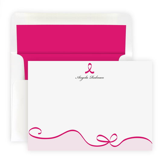 Pink Ribbon Flat Note Cards
